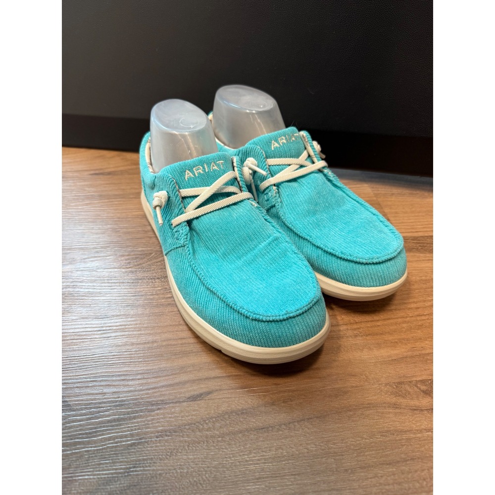 Ariat Hilo Turquoise Blue Corduroy Loafers Moc Toe Slip On Shoes Womens Size 10B - Picture 7 of 13